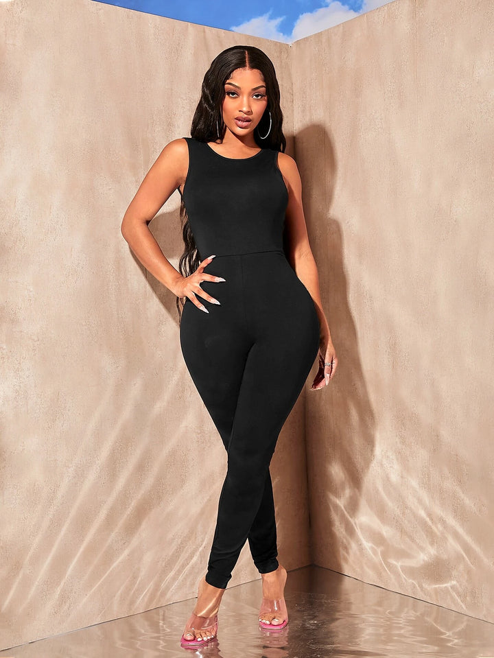 Round Neck Backless Jumpsuit