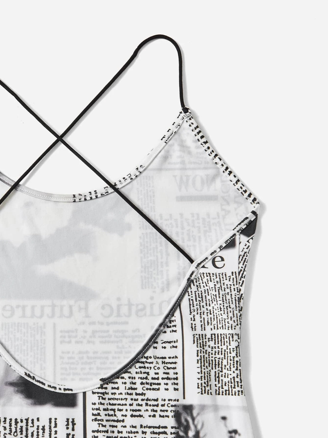 Newspaper Print Unitard Romper