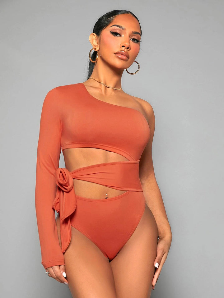 One Shoulder Side Knot Bodysuit