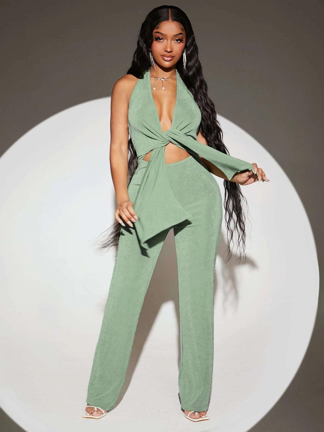 Halter Neck Backless Jumpsuits