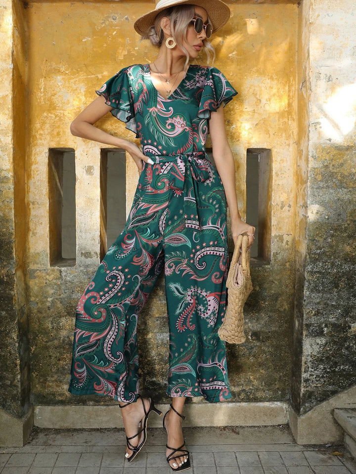 Overall mit Paisley-Print und Schmetterlingsärmeln 