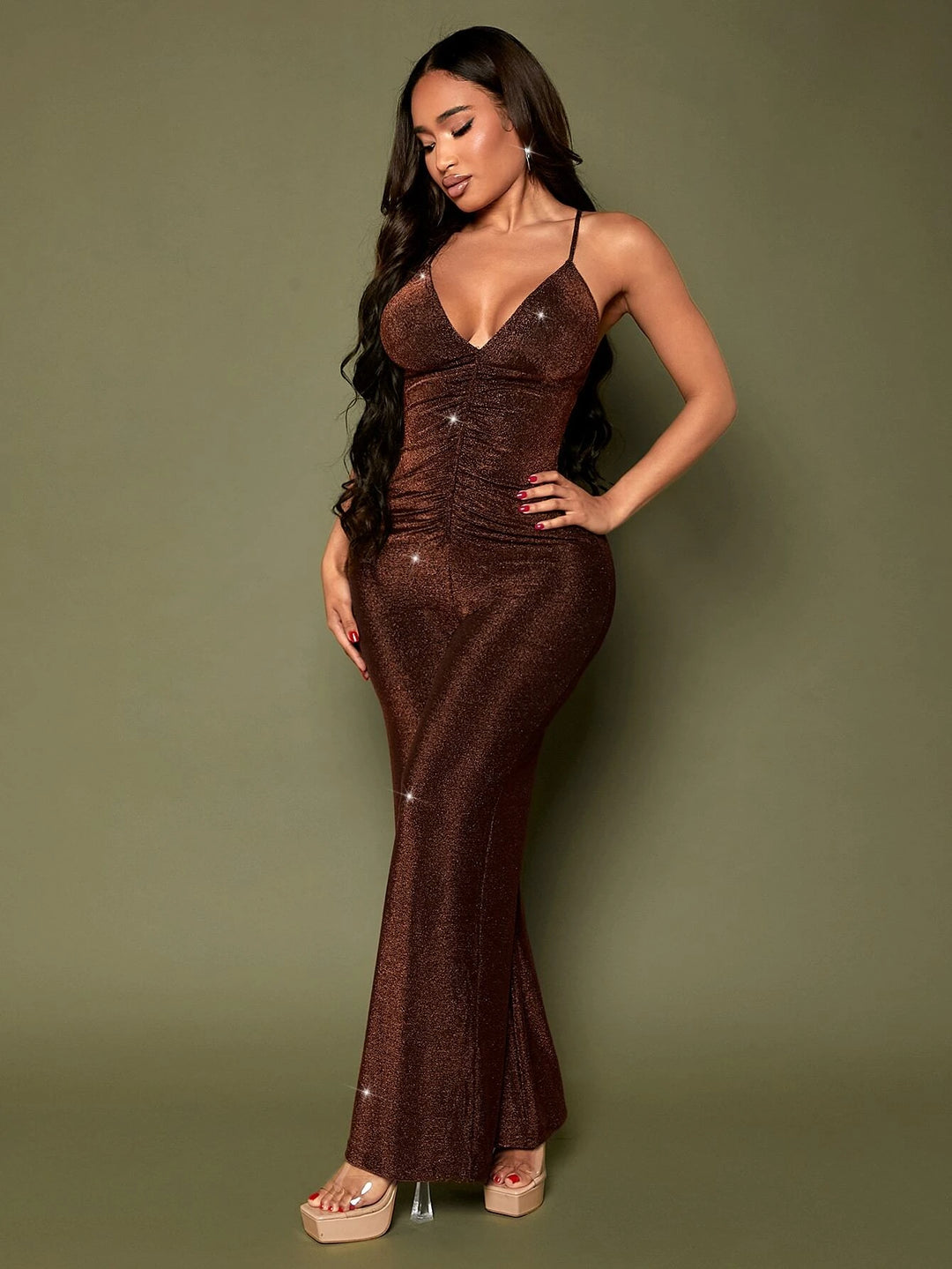 Crisscross Backless Cami Brown Jumpsuit