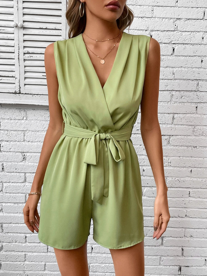 Solid Colored Belted Romper