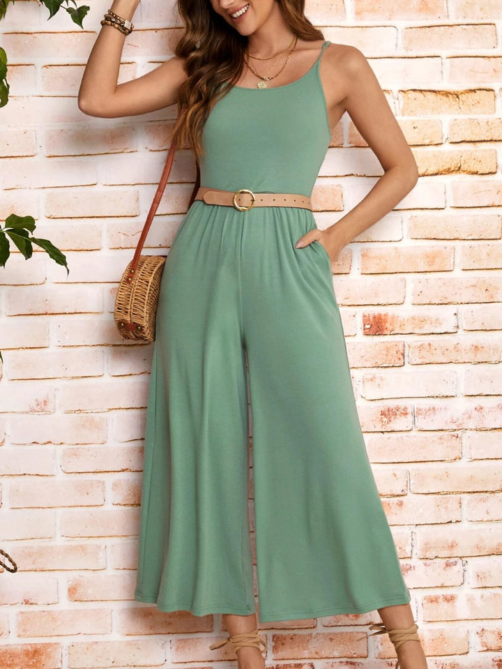 Solid Coloured Cami Jumpsuit Without Belt