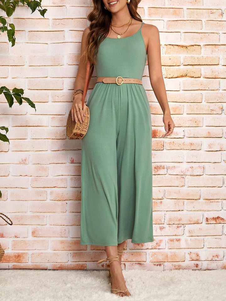 Solid Coloured Cami Jumpsuit Without Belt