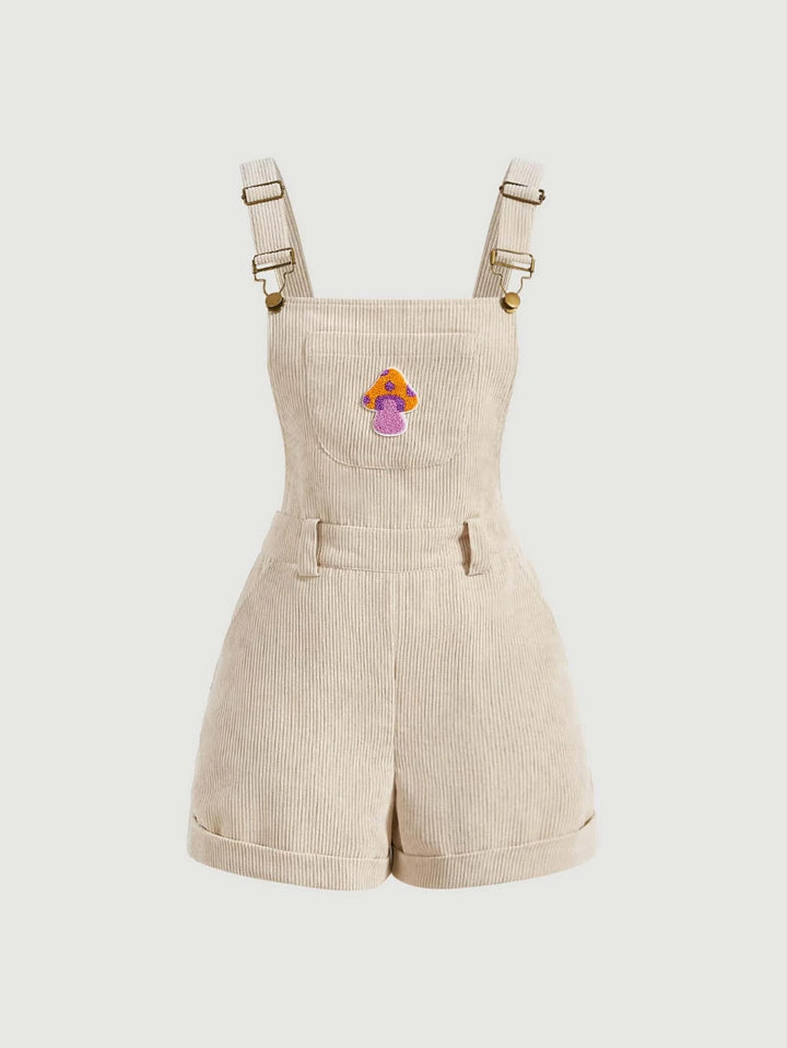Mushroom Patched Overall Romper
