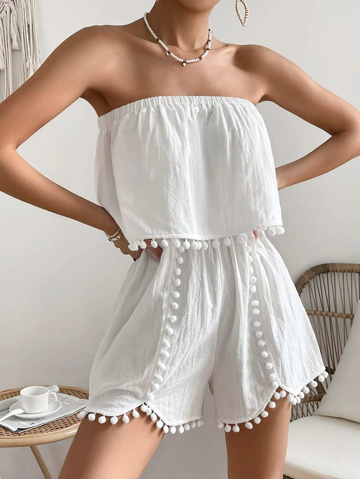 Sleeveless Trim Tube Romper