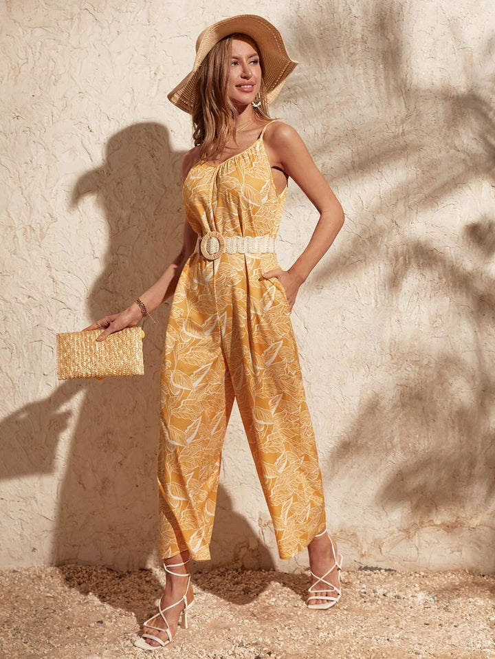 Tropical Printed Boho Cami Jumpsuit