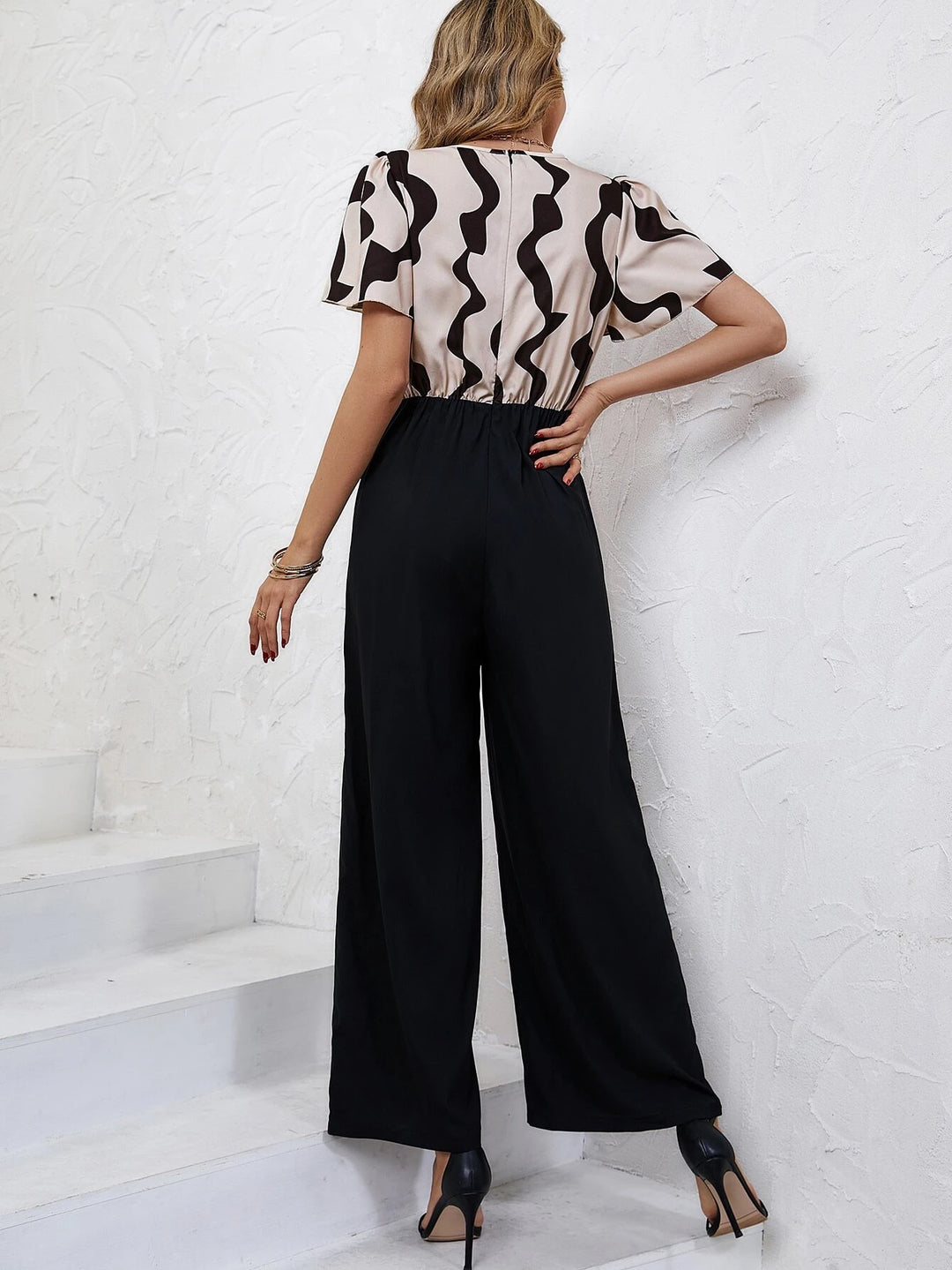 Graphic Print Wide Leg Jumpsuit