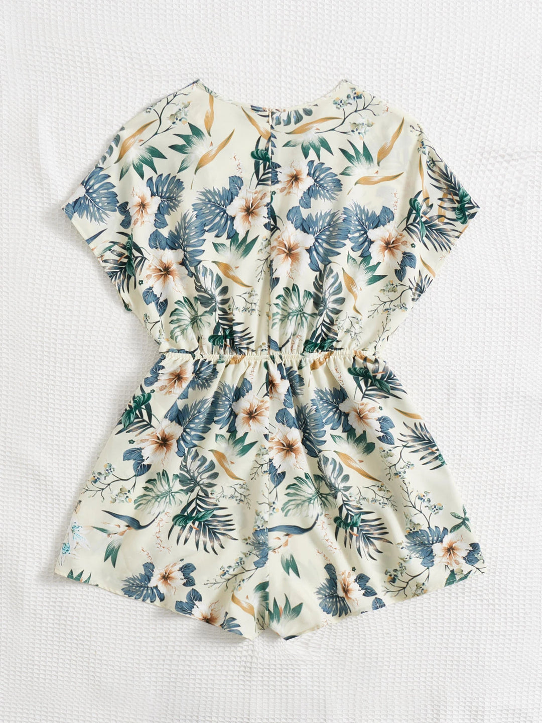 Tropical Print Batwing Sleeve Romper