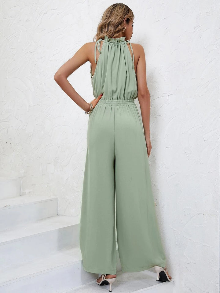 Frenchy Solid Knot Detail Halter Jumpsuit