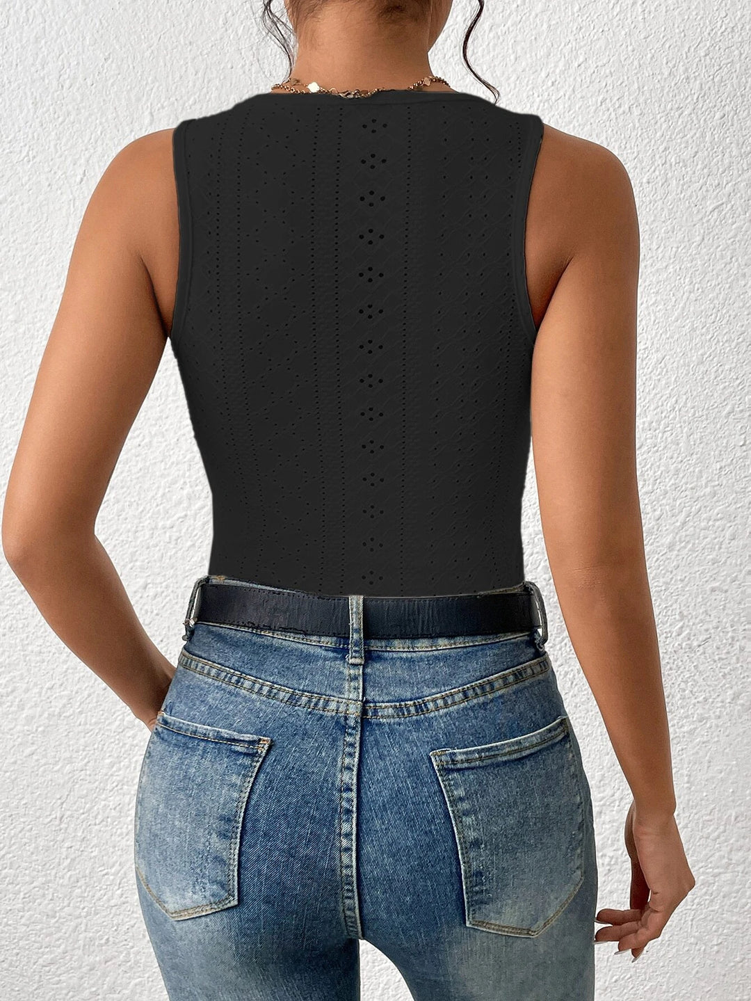 Eyelet Embroidery Tank Bodysuit