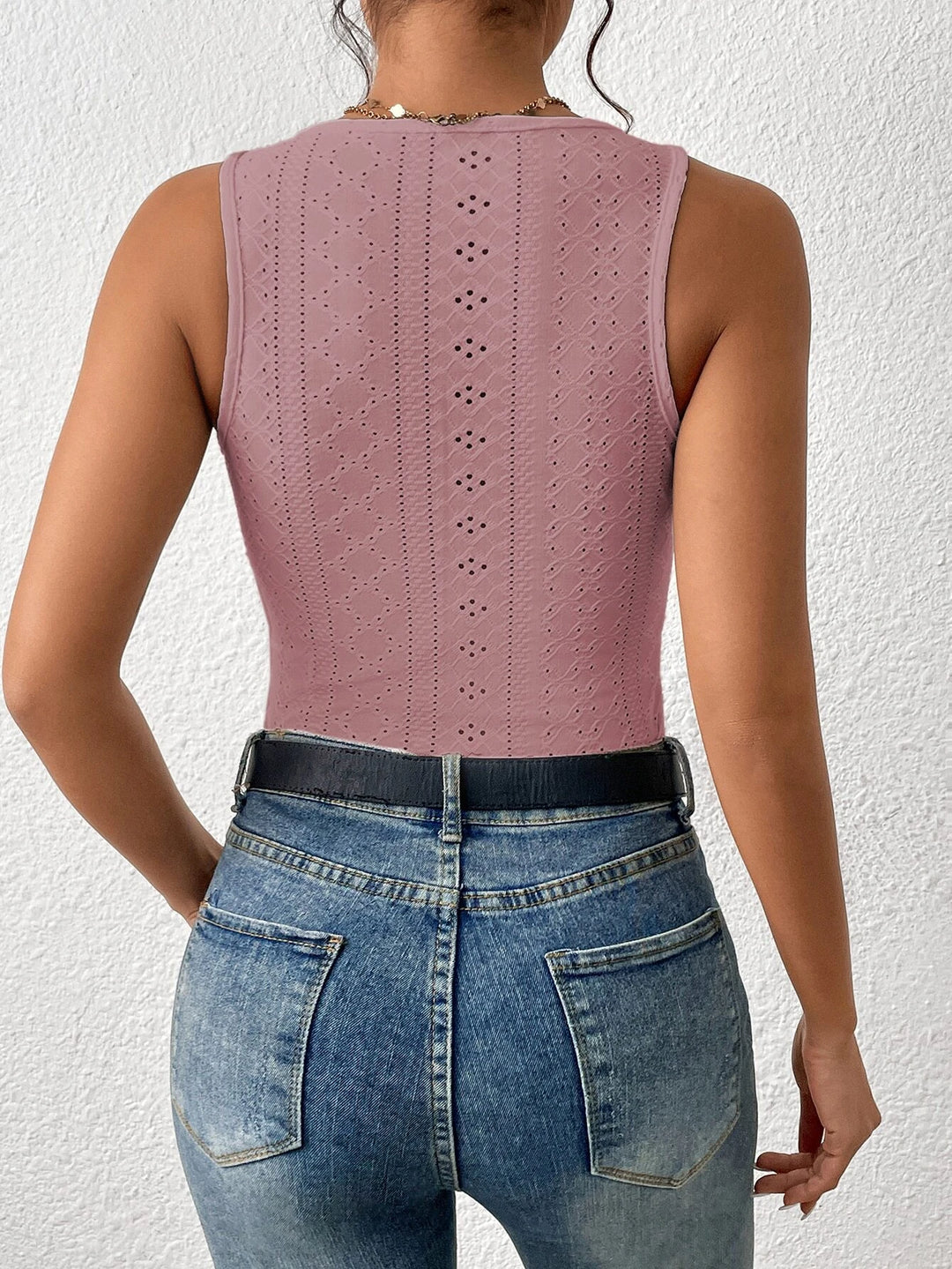 Eyelet Embroidery Tank Bodysuit