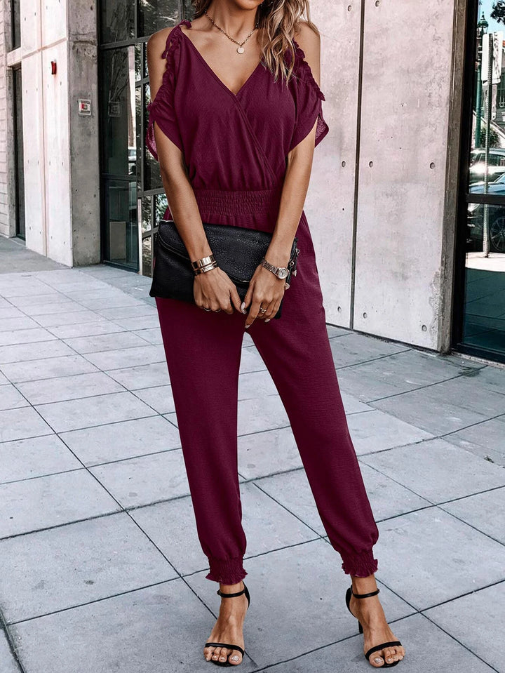 Short Sleeve With Slant Pockets Jumpsuit