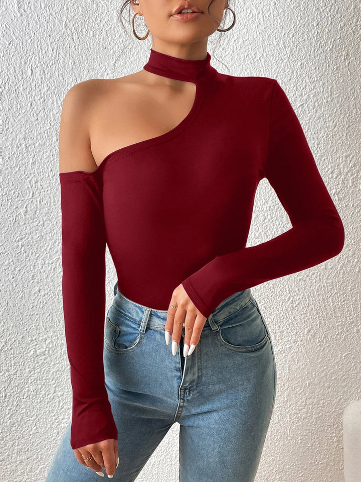 Asymmetrical Neck Slim Fit Bodysuit