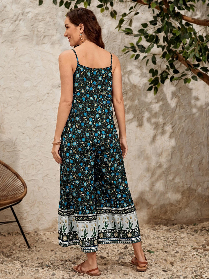 Boho Floral Print Cami Jumpsuit