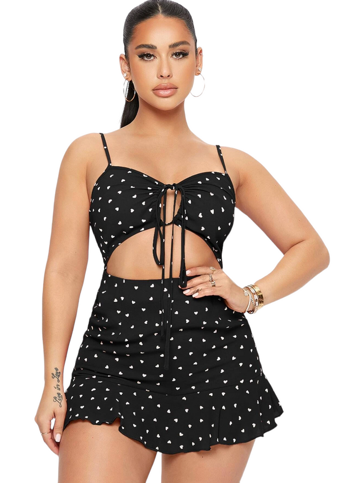 Printed Tie Front Short Romper