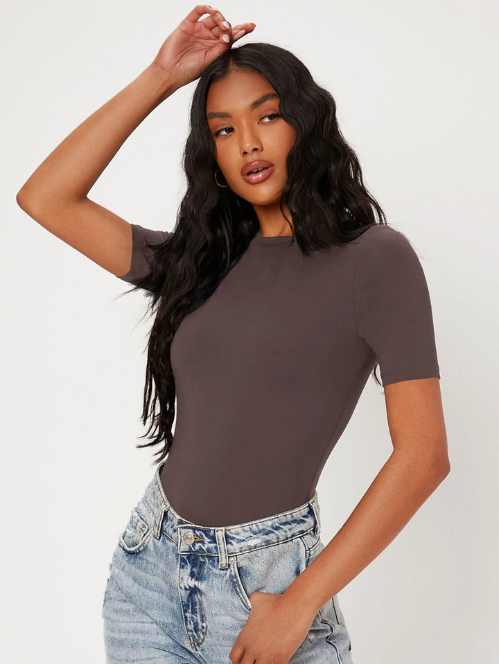 Solid Colored Round Neck Bodysuit