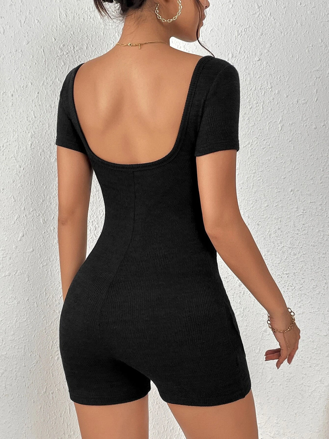 Scoop Neck Unitard Romper