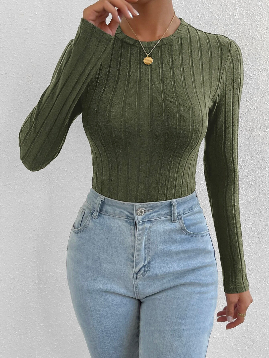Solid Colored Round Neck Bodysuit