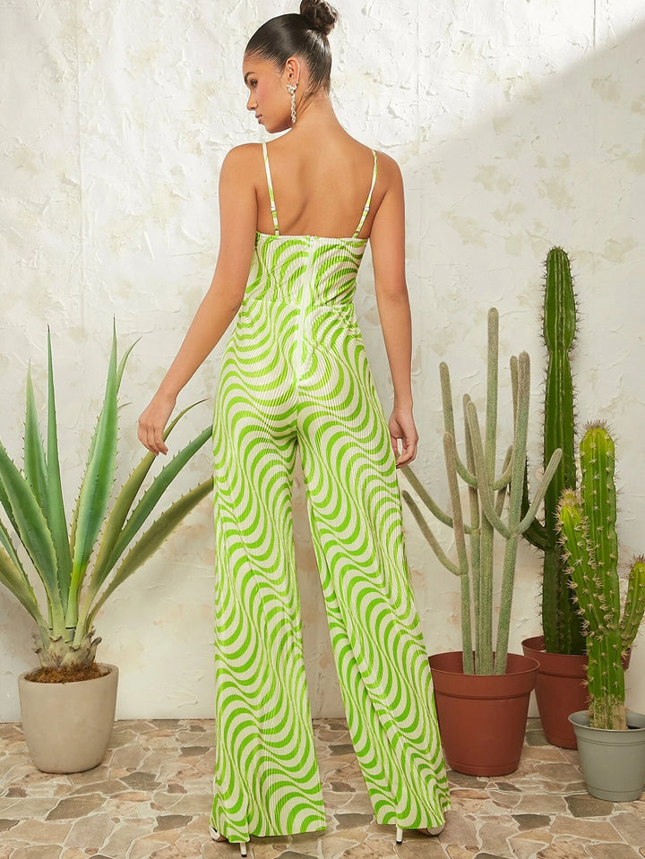 Gestreifter, bedruckter Cami-Jumpsuit