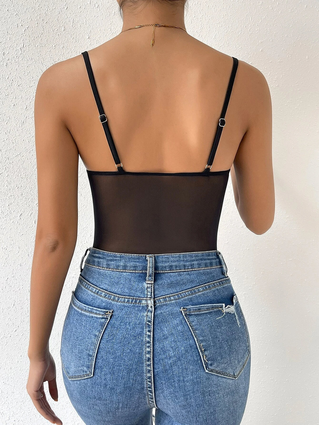 Contrast Mesh Cami Bodysuit