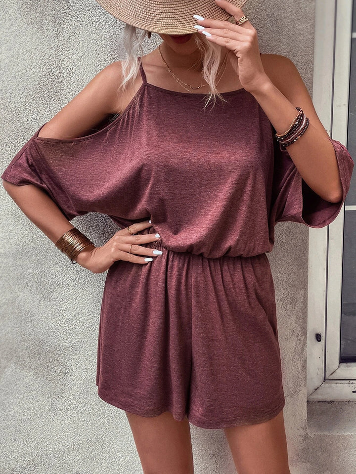 Cold Shoulder Batwing Sleeve Romper