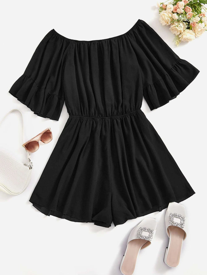 Solid Off Shoulder Romper