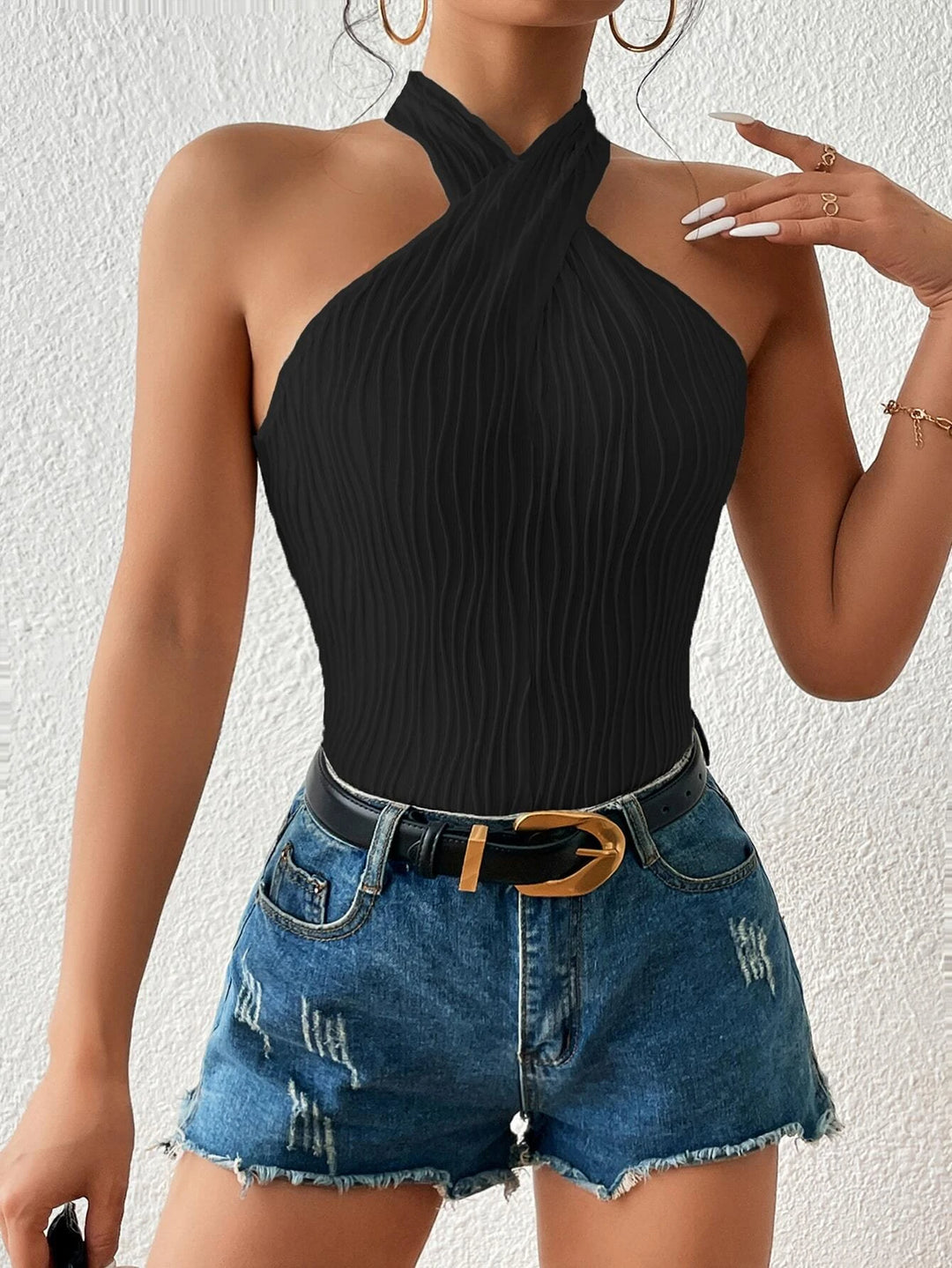 Sleeveless Slim Fit Halter Bodysuit