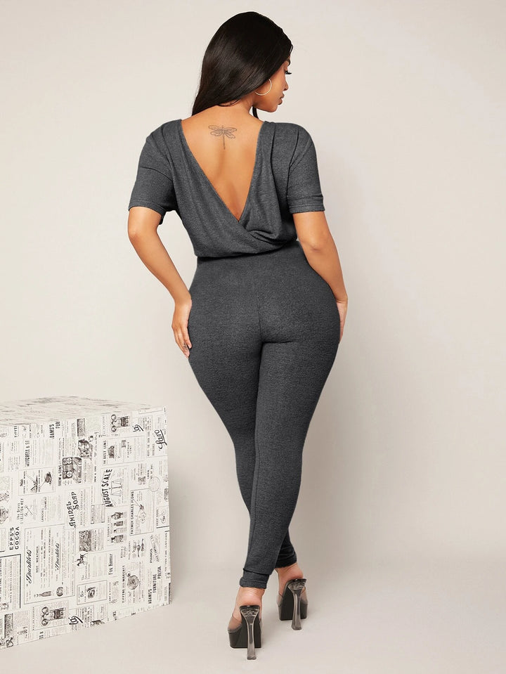 Backless Solid Colored Jumpsuit