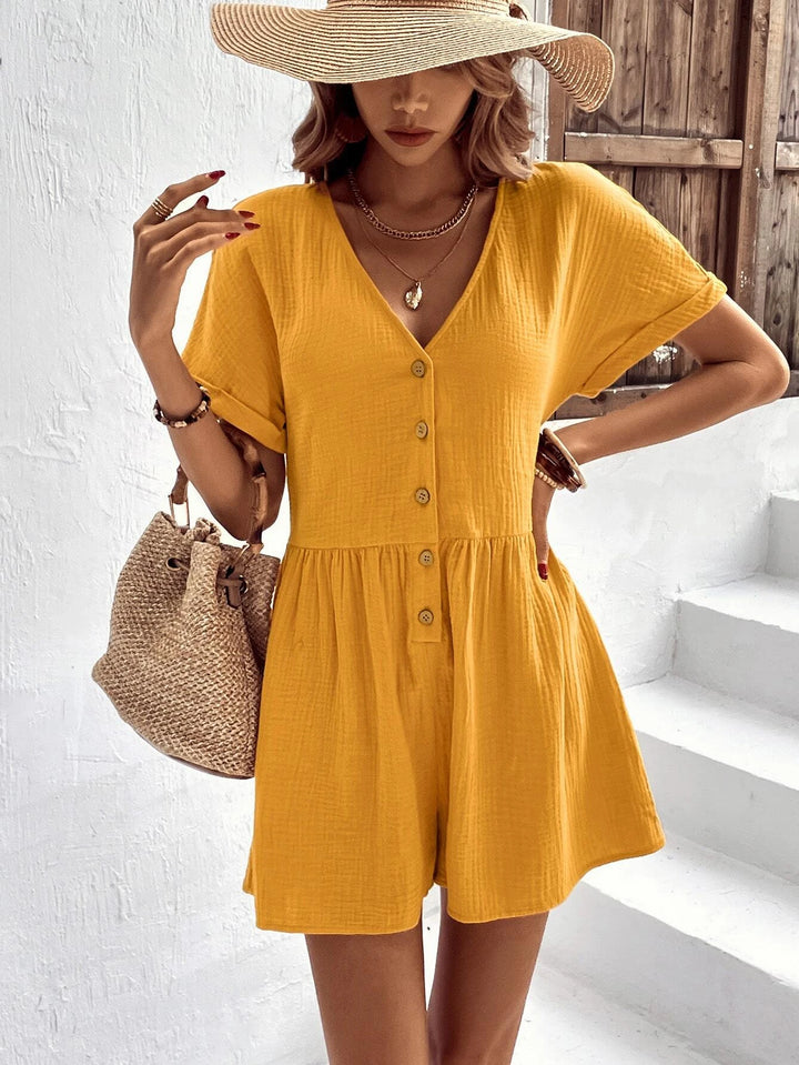 Sleeve Button Front Romper