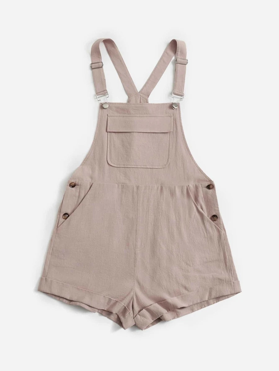 Flap Detail Overall Romper Without Tee