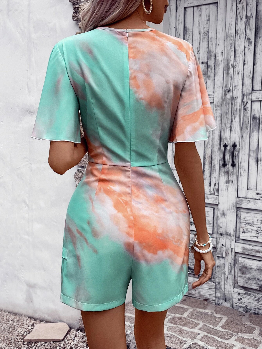 Tee Tie Dye Butterfly Sleeve Romper