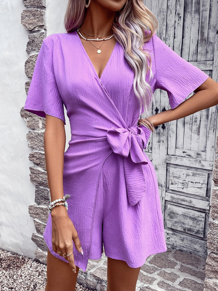 Solid Knot Side Wrap Romper