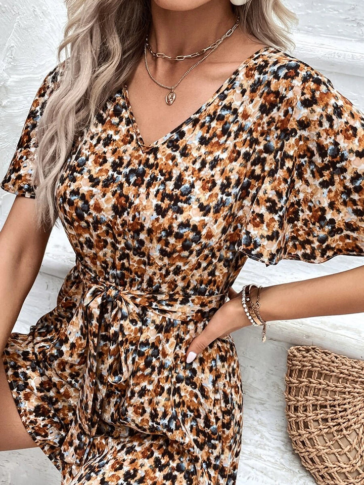 Butterfly Sleeve Belted Romper