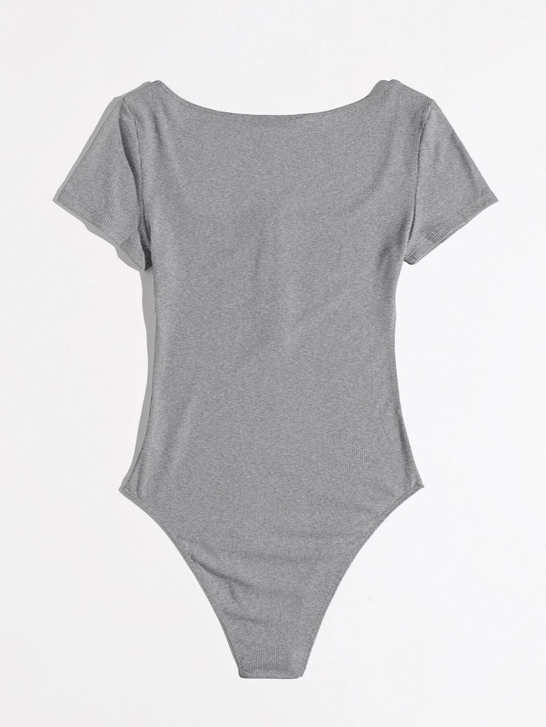 Scoop Neck Half Hook and Eye Placket Solid Bodysuit