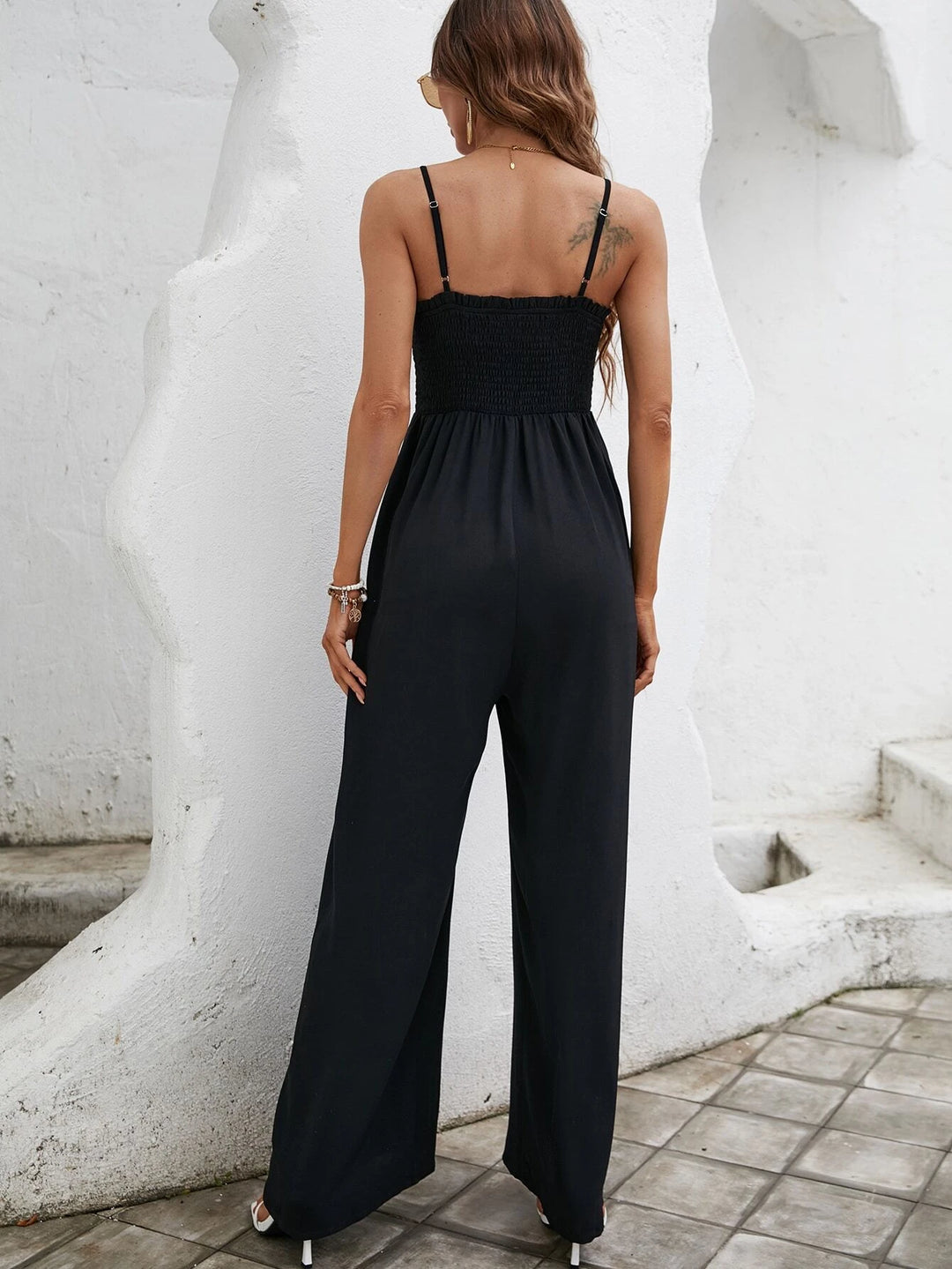 Solid Pocket Patched Cami Jumpsuit