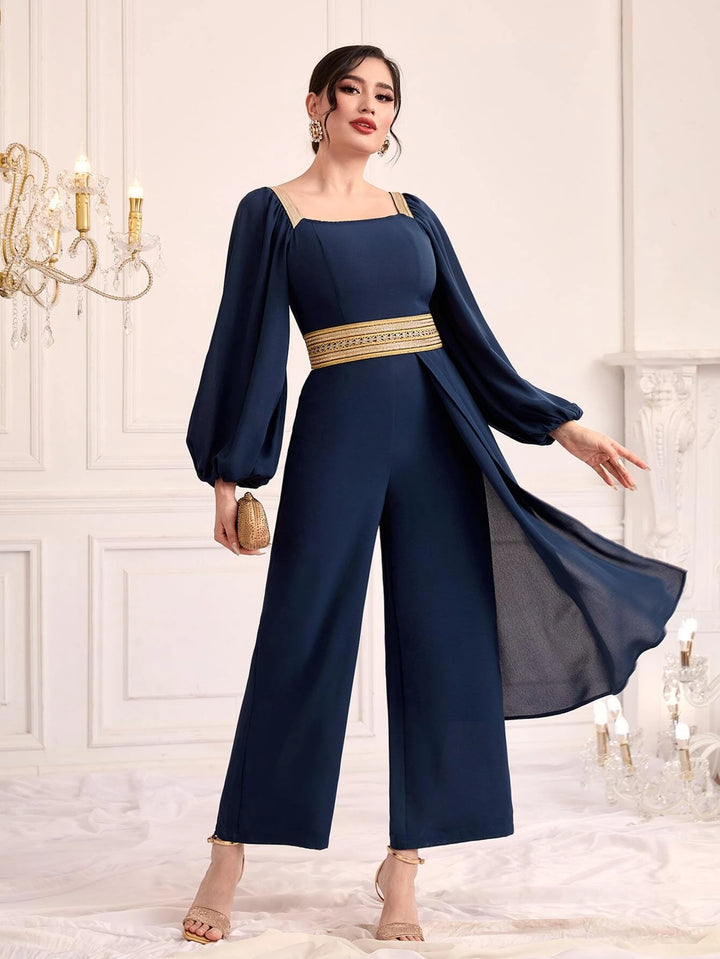 Square Neck Long Sleeve Jumpsuit