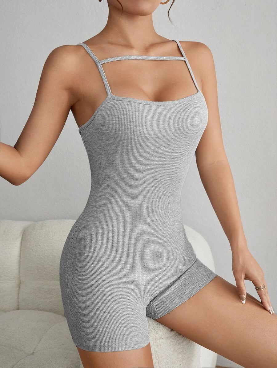 Cut Out Front Spaghetti Strap Romper