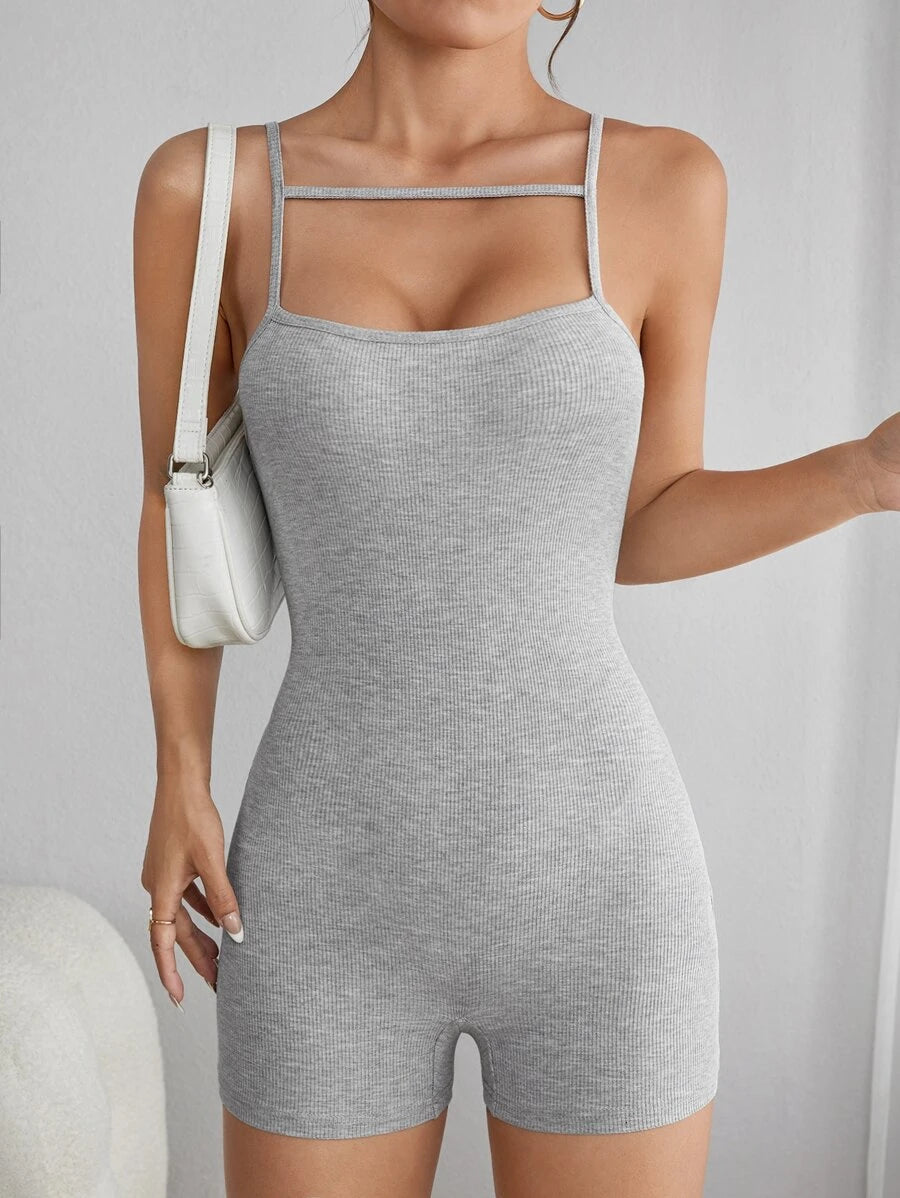 Cut Out Front Spaghetti Strap Romper