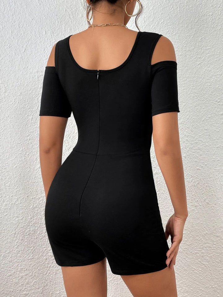 Cold Shoulder Unitard Romper