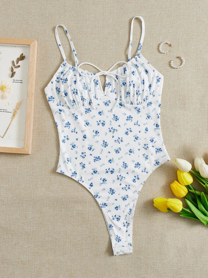 Cami-Body mit Blumenmuster zum Binden vorne