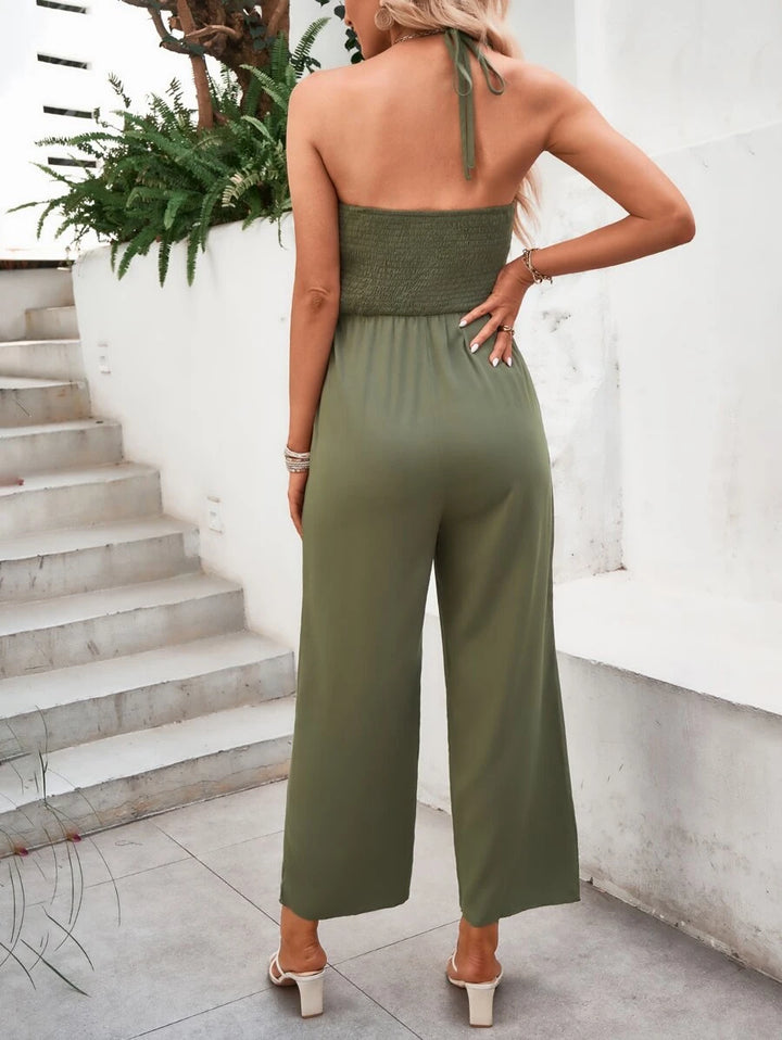 Button Front Cami Jumpsuit