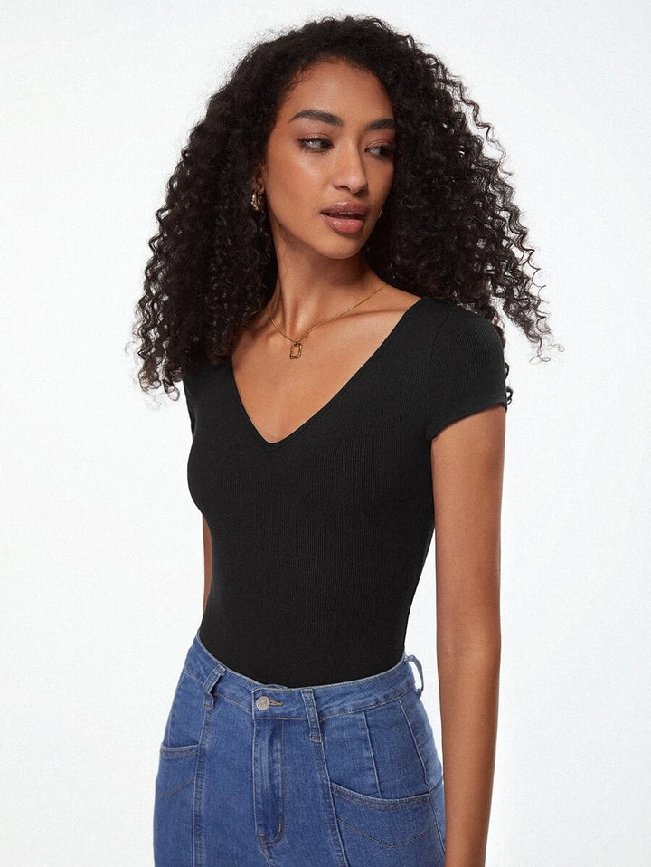 Cotton V Neck Bodysuit