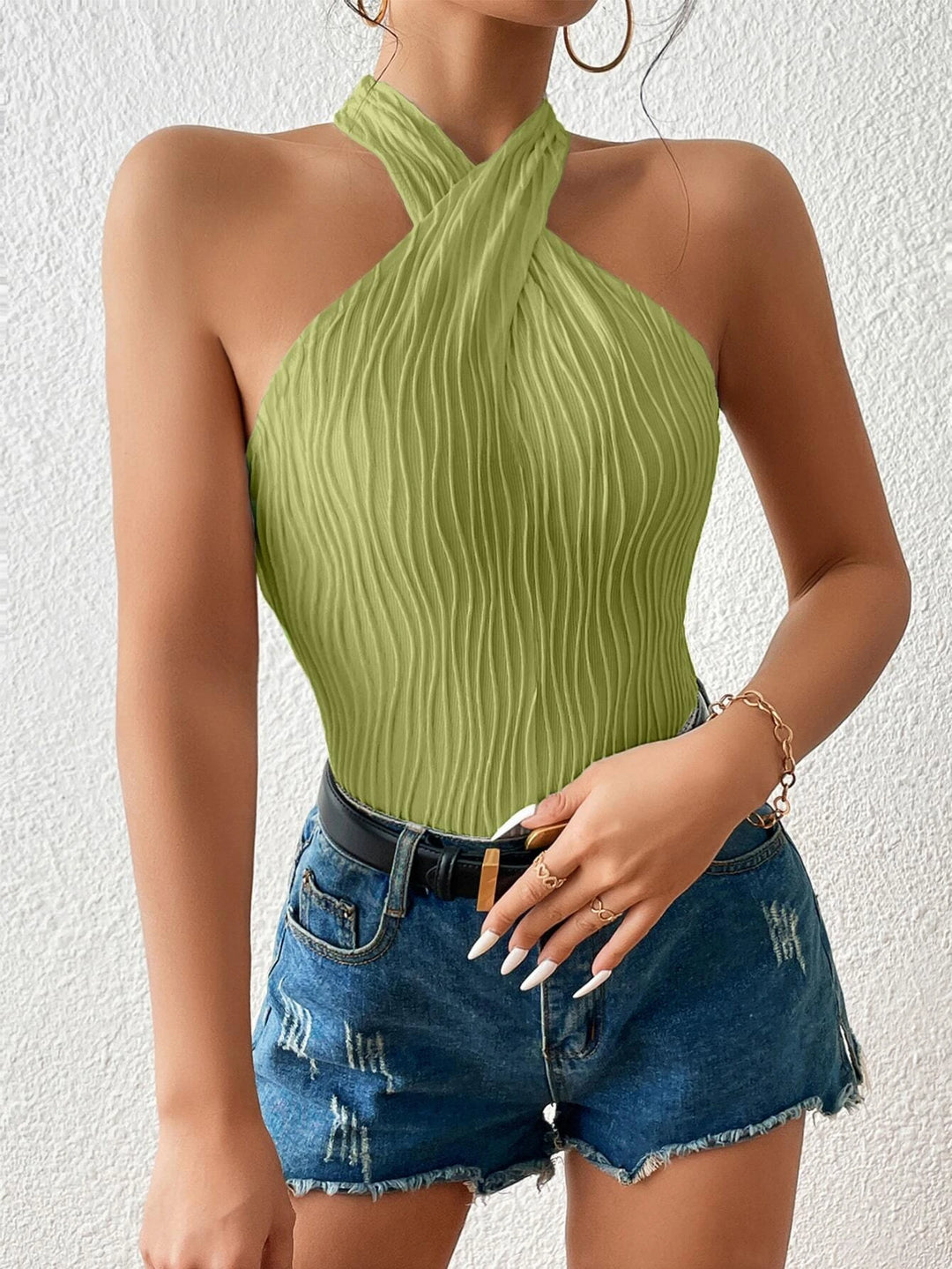 Sleeveless Slim Fit Halter Bodysuit