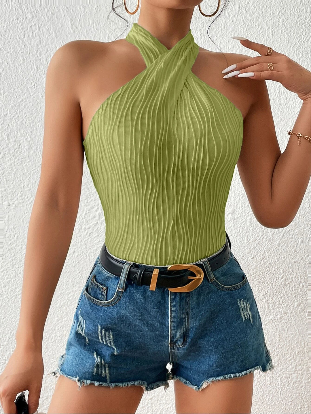 Sleeveless Slim Fit Halter Bodysuit