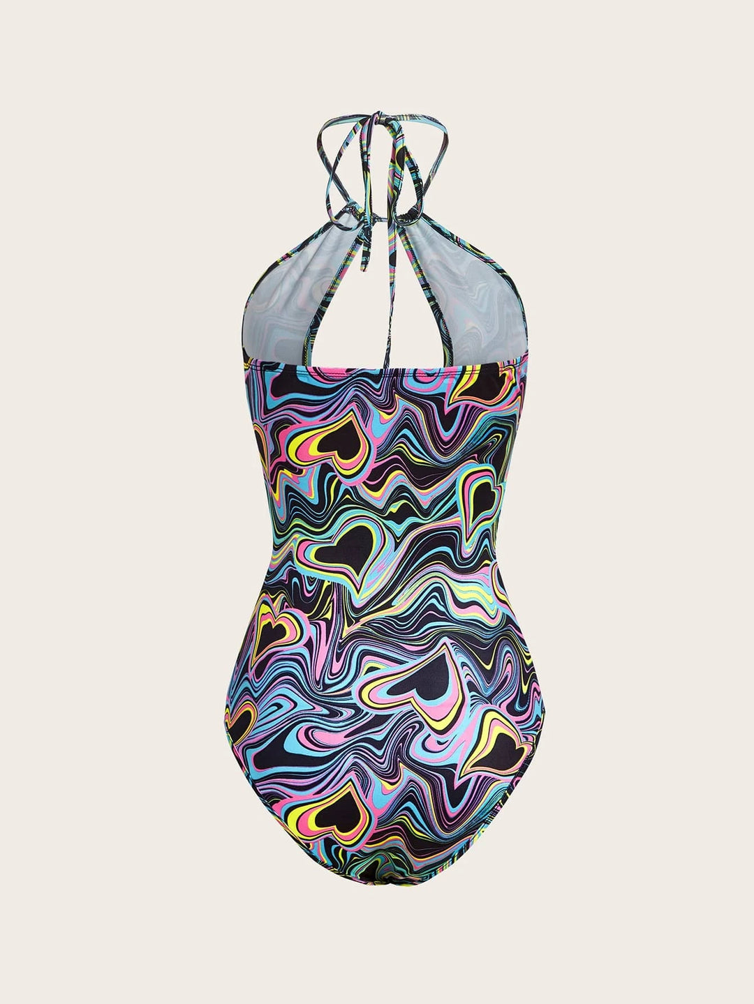 Printed Halter Neck Backless Bodysuit