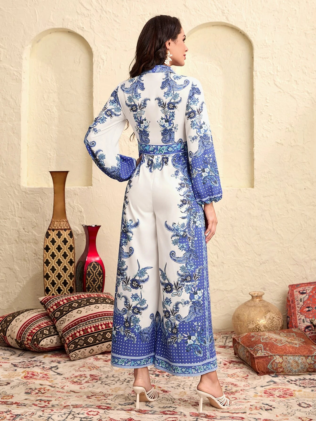 Bishop Sleeve Printed Jumpsuit