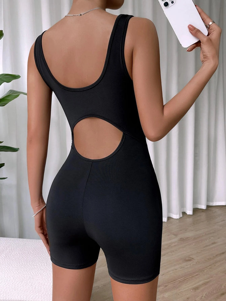 Cut Out Back Unitard Romper