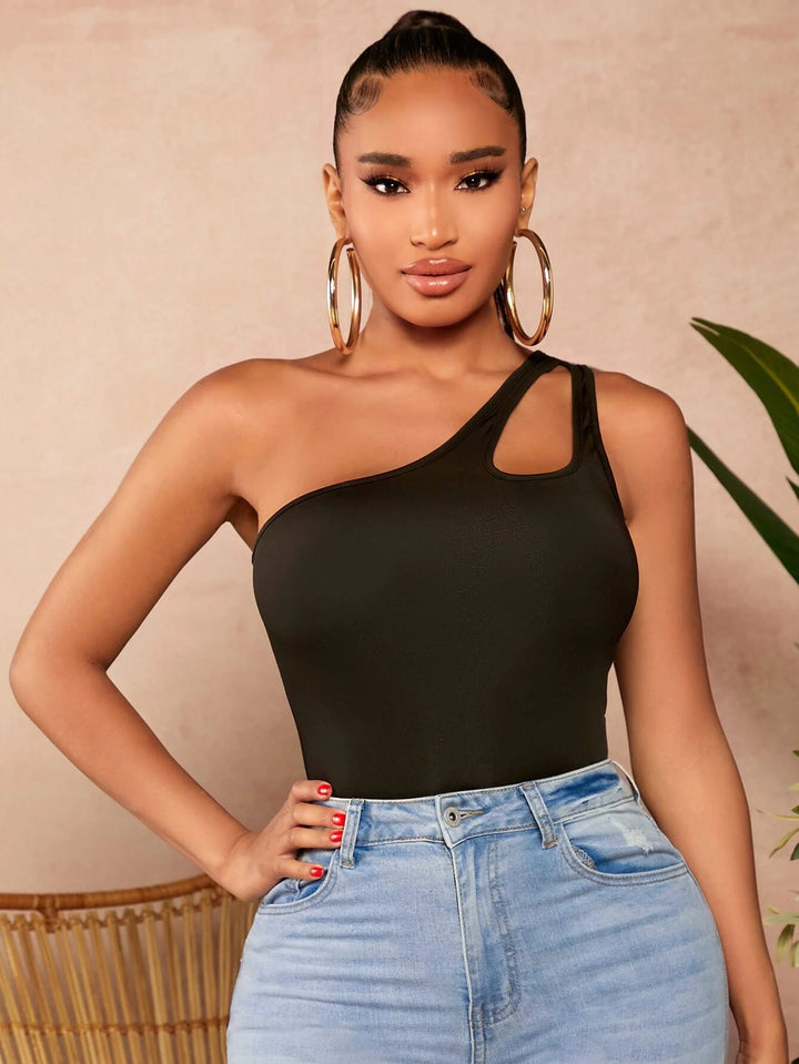 Sleeveless One Shoulder Bodysuit